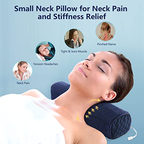 Neck Roll Pillows for Pain Relief Sleeping, Heated Memory Foam Cervical