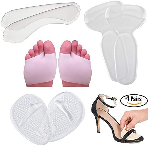 High Heel Pads - Gel Metatarsal Pads for Women Ball of Foot Cushions, Heel Grips, Gel Metatarsal Pads, High Heel Gel Inserts | All Day Pain Relief and Comfort One Size Fits Shoe Inserts (Clear)