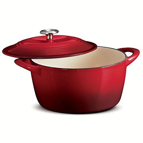 Click Here to See More Images TRAMONTINA 6.5 Qt ROUND Dutch Oven OMBRE RED Enameled Cast Iron