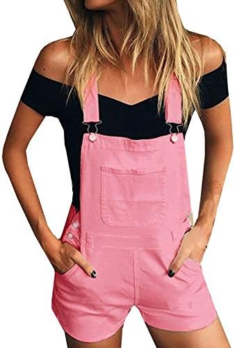 abcnature Women's Loose Denim Bib Hole Pants Overalls Jeans Demin Shorts Jumpsuit