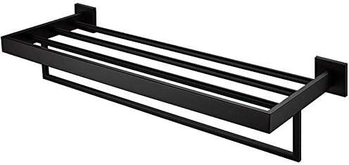 Aothpher Classic Wall Mounted Stainless Steel Bathroom Towel Rail Rack Kitchen Towel Shelf Rack, Matte Black