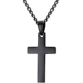 Fusamk Fashion Simple Stainless Steel Cross Pendant Necklace