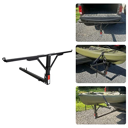 ECOTRIC Foldable Pick Up Truck Bed Hitch Extender Extension Rack Canoe Boat Kayak Lumber w/Flag