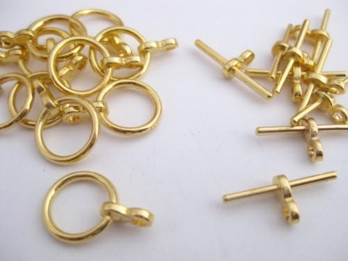 12 Tibetan Style Gold Coloured Hoop Toggle Clasps 12mm Dia. F044