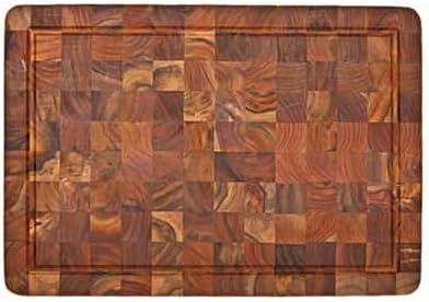 PROTEAK END GRAIN CARVING BOARD WITH JUICE CANAL, 20" X 14" X 2.5"