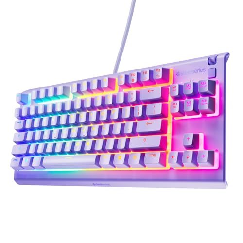 SteelSeries Apex 3 TKL - Gaming Keyboard - Tenkeyless Compact Form Factor - Silent Gaming Keyboard - 8-Zone RGB Illumination - IP32 Water & Dust Resistant - German QWERTZ Layout, Lavender