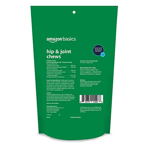 Amazon Basics Dog Hip & Joint Supplement Chews, Natural Duck Flavor