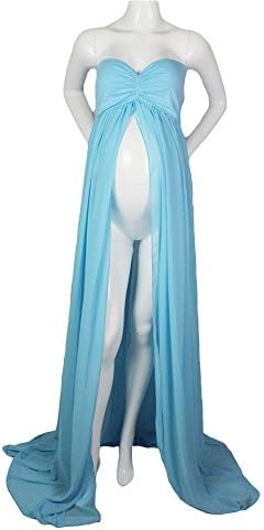 New Mommy Maternity Split Front Sheer Chiffon For Portrait&amp;Photograph (onesize, Blue)