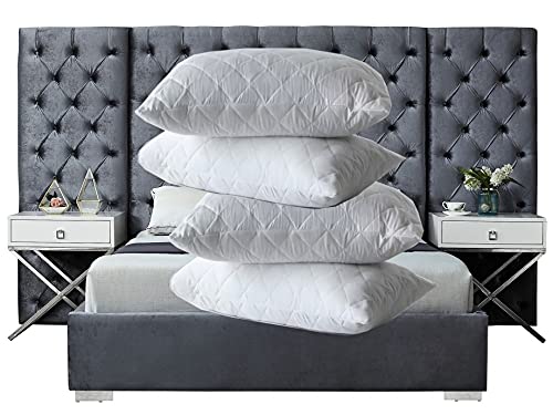 Quilted Pillow Protector 2pk / 4pk Cover Microfiber Quilted Topper, Anti Allergy and Breathable Elasticated Skirts Extra Deep (4pk Waterproof Quilted Pillow Protector)