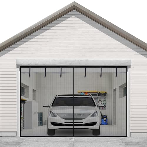 Sunolga Garagentorschutz, strapazierfähig, aufrollbar, verstärktes Polyester, für 2 Autos, 4,7 x 2,4 m