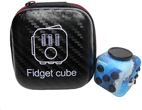 Fidget cube,, Anxiety, ADHD, Stress Relief, Autism, Toy Cube, Desk Toy, Rubber Plastic Oil, Silicone Buttons, Toy for children and adults + Zipper case cover box, for travel, easy travel.