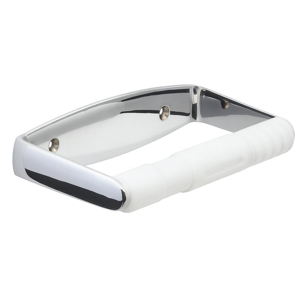 WILLIAM HOPKINS Chrome Toilet Roll Holder Wall Mounted - Modern Bathroom Toilet Paper Holder with Fixings, Durable Metal Tissue Roll Dispenser