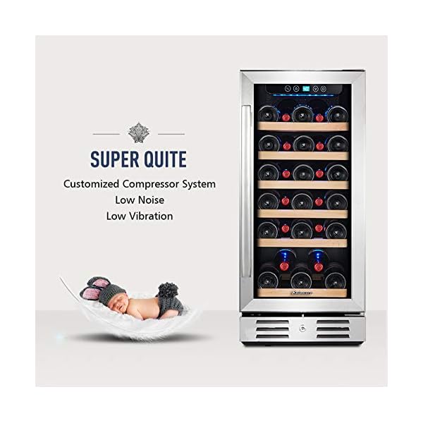 Kalamera-15-Wine-Cooler-30-Bottle-Built-in-or-Freestanding-with-Stainless-Steel-Double-Layer-Tempered-Glass-Door-and-Temperature-Memory-Function