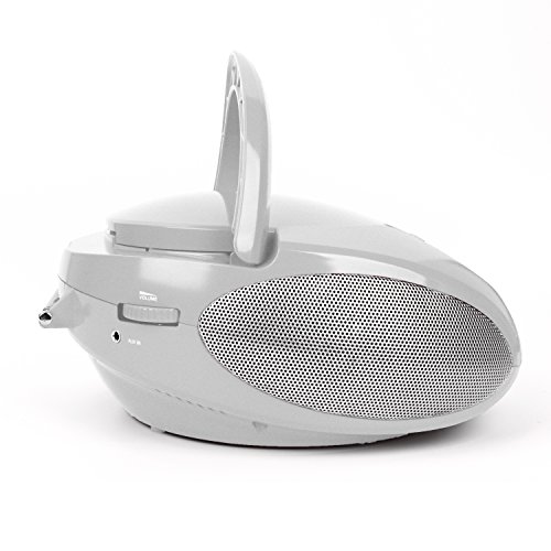 RipTunes CD player Boombox- Portable silver Aux-In CD Boombox, AM/FM Radio For Assured Amusement - Thumbnail 2