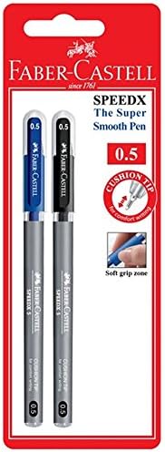 Faber-Castell SpeedX The Super Smooth Pen 0.5mm, (Blue, Black, Sealed in Blister Card)