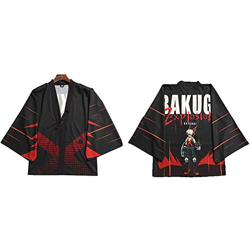 HomMall Anime My Hero Academia Bakugo Katsuki Cosplay Yukata Outerwear Haori Coat Outfit Cosplay Costume(Medium)
