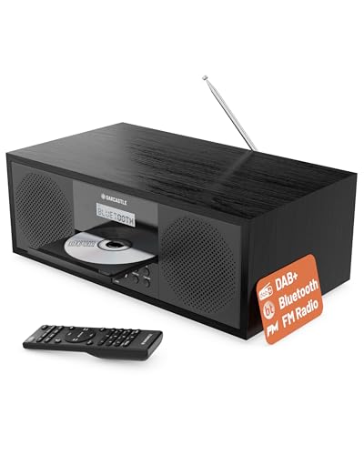 Bluetooth Dab+ Radio and CD Player | 60W Stereo System for Home | Built-in Speakers, LED Display | Dual Alarm, 20 Presets and FM | USB, MP3, AUX | Remote Control | OAKCASTLE DAB500