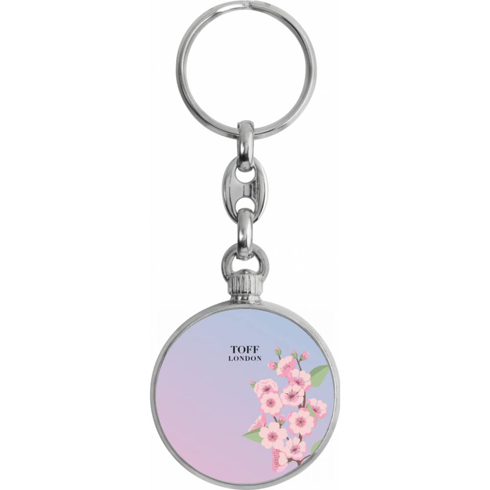 Toff London Pink Cherry Blossom Flower Keyring