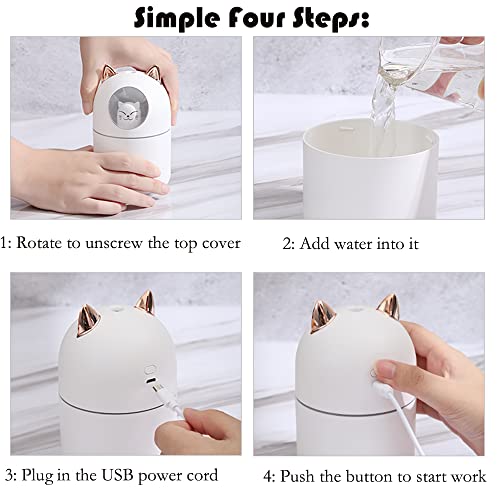 Portable 300ml Mini Cool Mist Humidifier With Night Light, USB Auto Shut-Off, Ultra-Quiet, 2 Spray Modes for Home Office Travel (Green)