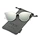 SojoS Fashion Designer Cateye Women Sunglasses Oversized Flat Mirror Lens SJ1055 Silver Frame/Silver Mirrored Lens