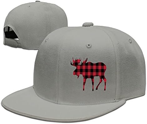 Man Buffalo Plaid Red Black Moose Flat Along Baseball Caps Trucker Hats