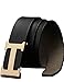 Men's Geniune Leather Belt Slide Metal Buckle Adjustable Waistband 35MM Black 105cm