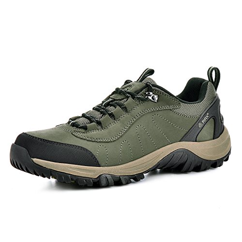Rax Men's Leather Waterproof Mountaineering Hunting Trekking Hiking Shoes,Army Green,9.5 D(M) US