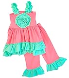 Angeline Boutique Girls The Serenity Ruffle Capri Set Mint Coral - Back To School Outfit