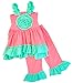 Angeline Boutique Girls The Serenity Ruffle Capri Set Mint Coral - Back To School Outfit