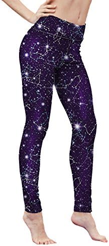 Elsefour Women's printed High-Waist Leggings (S, Galaxy)