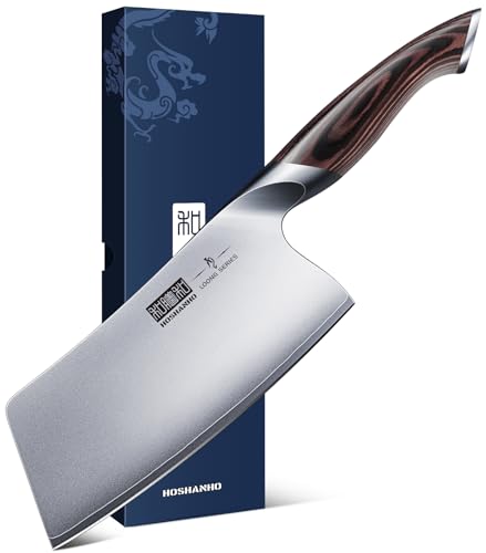 HOSHANHO Cleaver Knife 7 Inch, Ultra Sharp Vegetable Meat Chopper Knife | Japanese High Carbon Steel Chopper Butcher Knife, Multifunction Cooking Knife for Home Kitchen and Restaurant