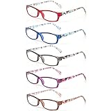 Kerecsen 5 Pairs Fashion Ladies Reading Glasses Spring Hinge Pattern Design Readers