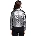 ACHIEWELL LIENZY Women's Leather Silver Slim Jacket Zipper Biker Coat (Small)