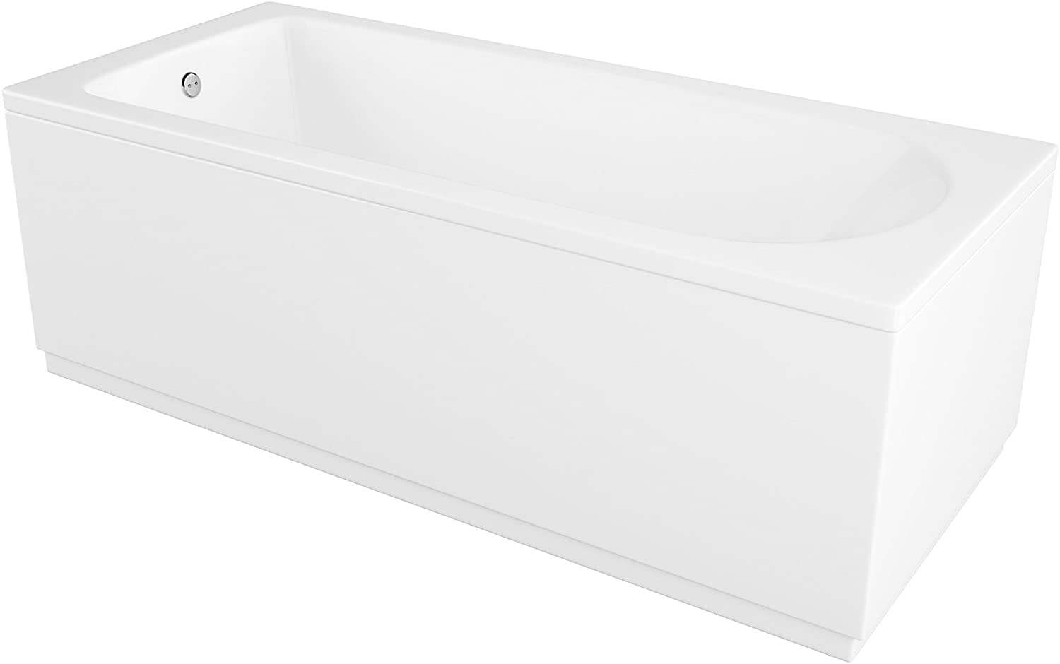 VeeBath Rosina Bathroom White Gloss Bath Single Ended Curved Acrylic Bathtub with Adjustable Feet - 1700 x 700mm