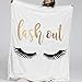 BlessLiving Eyelash Blanket Throws Kids Teens Girls Cute Eyes Fleece Blanket Black Gold White Super Soft Fuzzy Sherpa Throw Blanket for Couch Sofa Office (50 x 60 Inches)