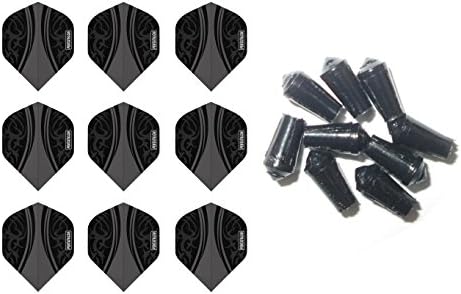 3 Sets of Pentathlon Vizion Swish Standard Dart Flights plus 3 Sets of Black Nylon Dart Flight Protectors (Black)