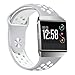 bayite Soft Silicone Sport Bands Compatible Fitbit Ionic Replacement Band Perforated Breathable Accessories Wristband Women Men Gray/White