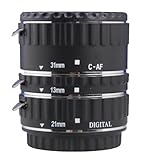 Kaavie - The Premium Copper Mount Version Auto Focus and TTL Macro Extension Tube Set Adapter Fit for Canon Ef Ef-s Lens 3pcs-13mm 21mm 31mm - Canon EOS Canon EOS 1d C, 1d X, 1d Mark I-iv, I-1ds Mark Iii, 5d Mark I-iii, 6d 7d 60d 50d 40d 30d 20d 10d 