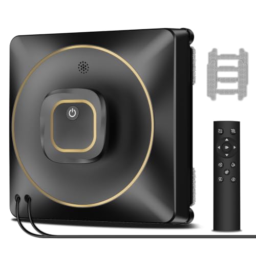 Jemyths Window Cleaner Robot, Window Cleaner Robot with Language Change, Suction 8000pa and Intelligent Edge Detection Technology, Suitable for Interior and Exterior Windows