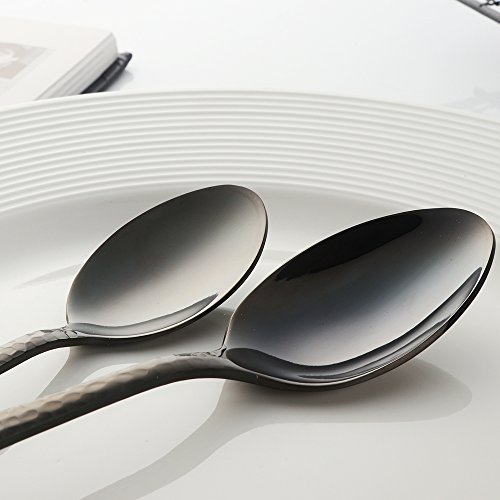 Buyer Star 5-Pieces Flatware Set, Black Silverware Utensils Stainless Steel Reusable Wedding Dinnerware Cutlery Set, Dessert Spoon Teaspoon Table Knife and Fork