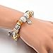 Long Way® Silver Plated Snake Chain Glass Crystal Beads Heart Charm Bracelet for Women (Yellow)
