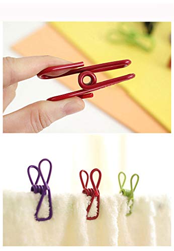 DLOnline 30 Pack Colorful Steel Wire Clips,Multi-Purpose Clothesline Utility Clips,Windproof Clothespin Wire Clips - Thumbnail 2