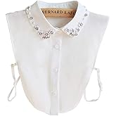 Detachable Dickey Collar Half Shirt Blouse With Rhinestone Plum Blossom - Fake Faux False Collar