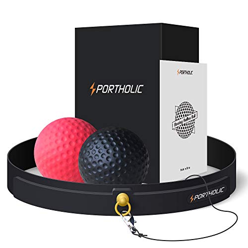 PORTHOLIC Boxing Reflex Ball Headband,Fight Ball Punching Trainer Premium Boxing Equipment Kit for Hand Eye Coordination Training or Decompression for Kids or Adults (2019 New Version)