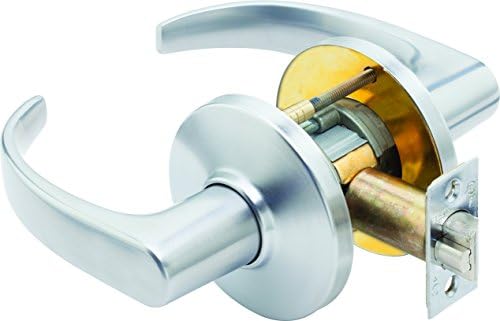 StanleyBest 9K30N14DS3626 Keyless Convex D Rose Curved Return Heavy Duty Lever Lock, Passage, Satin Chrome, 3.5" x 5.375" x 2.75"