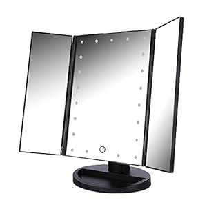 Easehold - Espejo de maquillaje de tres pliegues con luces, 21 luces