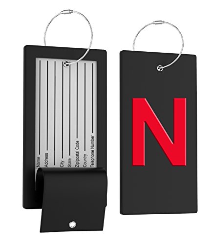 Luggage Tag Initial Bag Tag - Fully Bendable Tag w/ Stainless Steel Loop