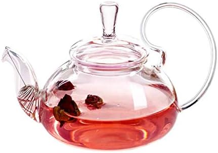 Tealife - Glass Teapot - Heat Resistant Borosilicate - Pitcher – Kettle – No Dripping – BPA free - Great For Tea Juice Water – Hot and Iced - stainless Infuser and Lid (800ml)