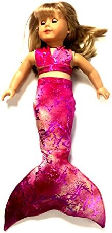 AquaTails Mermaid Tail Outfit for 18 Inch Doll like American Girl - Pink Light &amp; Shadow - Outfit only Doll Not Included