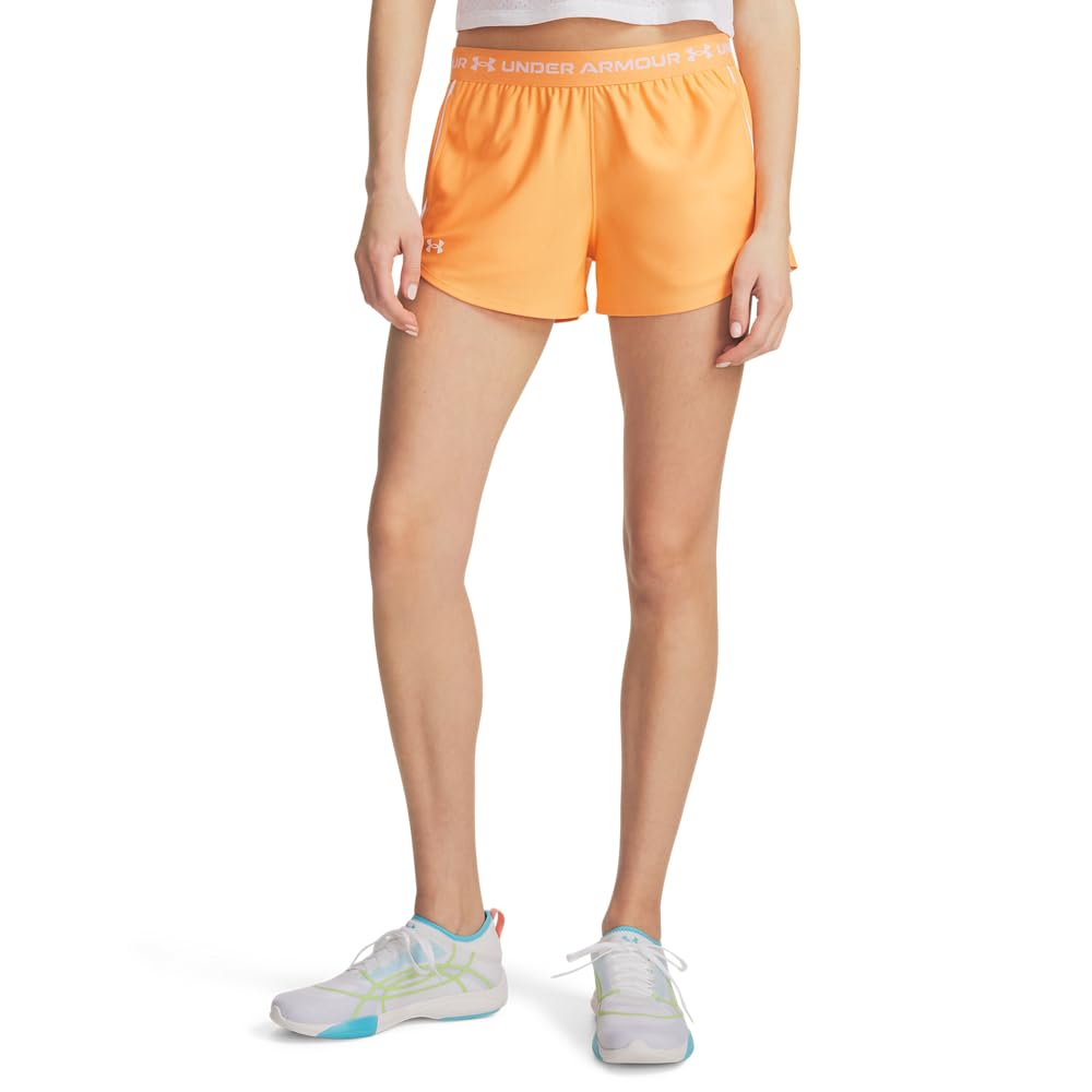 Under Armour Women's Tech Play Up Shorts, (870) Orange Bloc / / White, X-Large Image